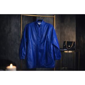 Dero by Rocco Amelio Y2K Biker Rocker Vintage Blue Leather  Jacket